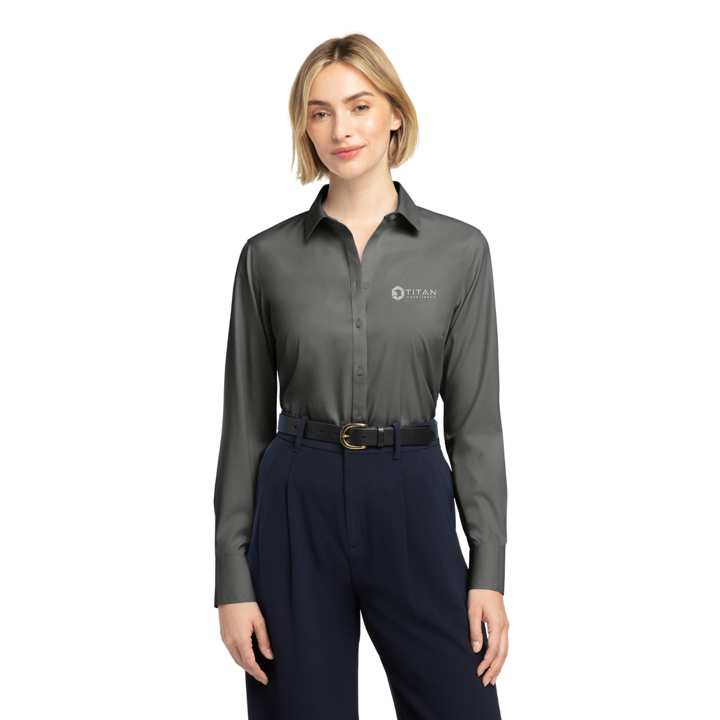 Brooks Brothers Women's Wrinkle-Free Stretch Pinpoint Shirt — model