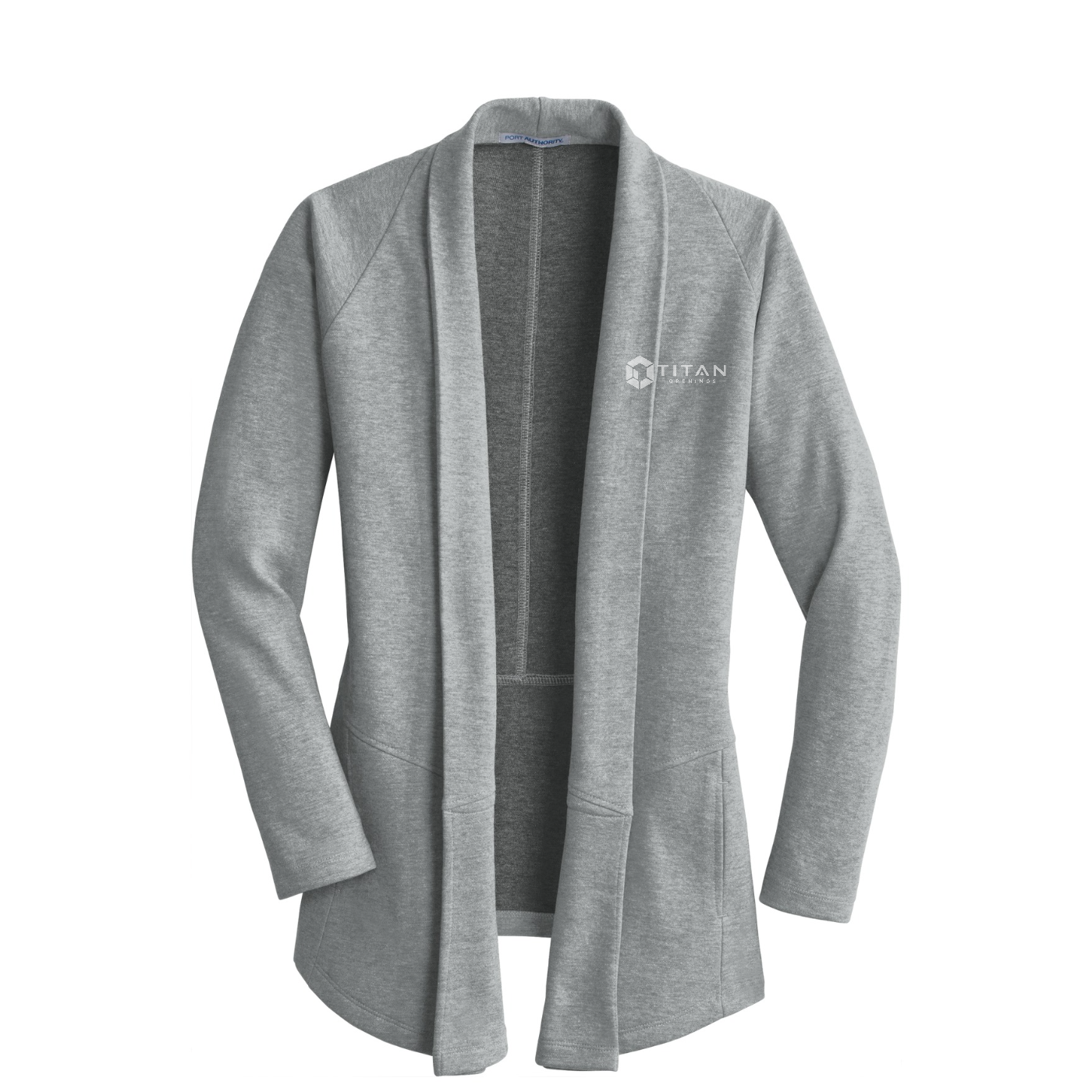 Port Authority Women's Interlock Cardigan - Titan — Medium Heather Grey/ Charcoal Heather
