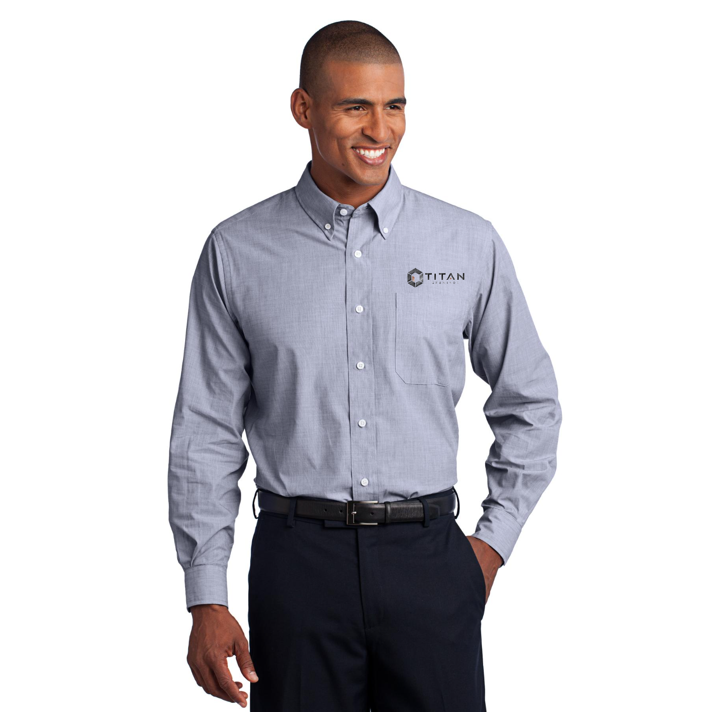 Port Authority Crosshatch Easy Care Shirt - Titan — model