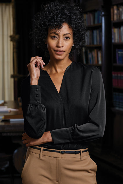 Brooks Brothers® Women’s Open-Neck Satin Blouse