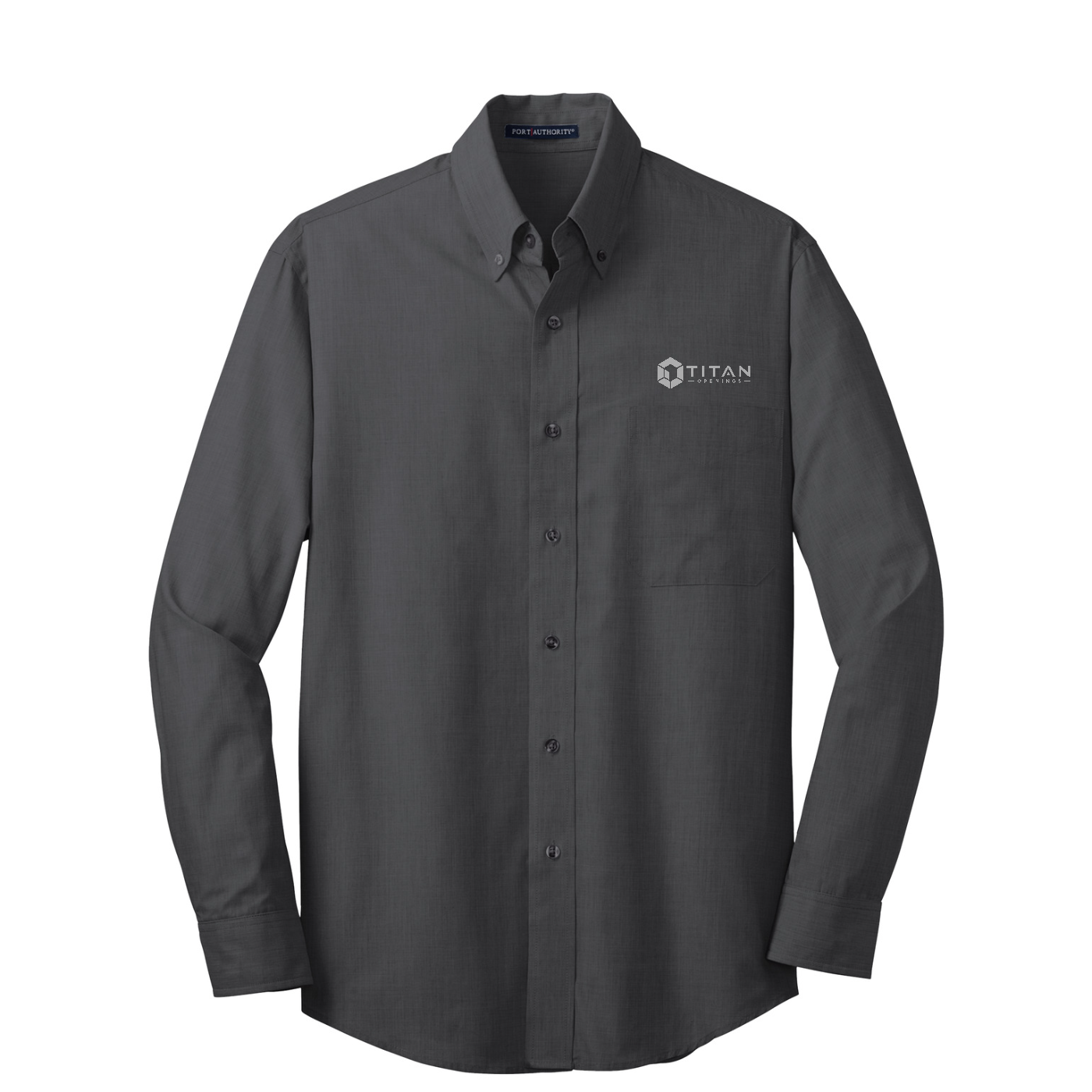 Port Authority Tall Crosshatch Easy Care Shirt - Titan — Soft Black