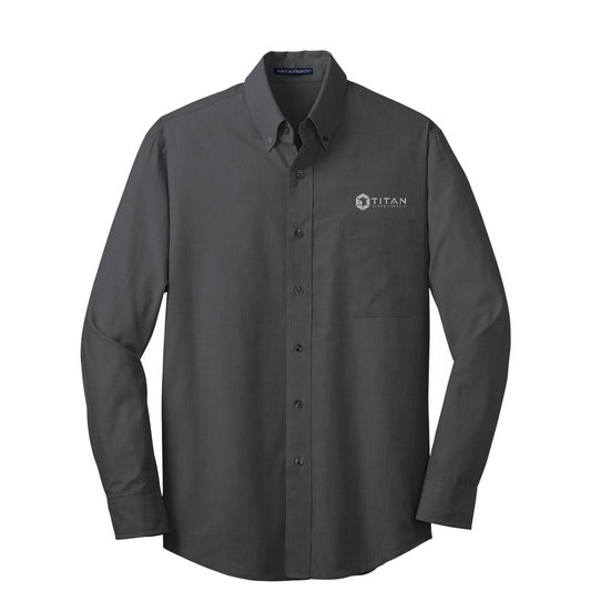 Port Authority Tall Crosshatch Easy Care Shirt - Titan — Soft Black