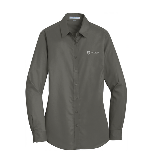 Port Authority Women's SuperPro Twill Shirt — Sterling Grey