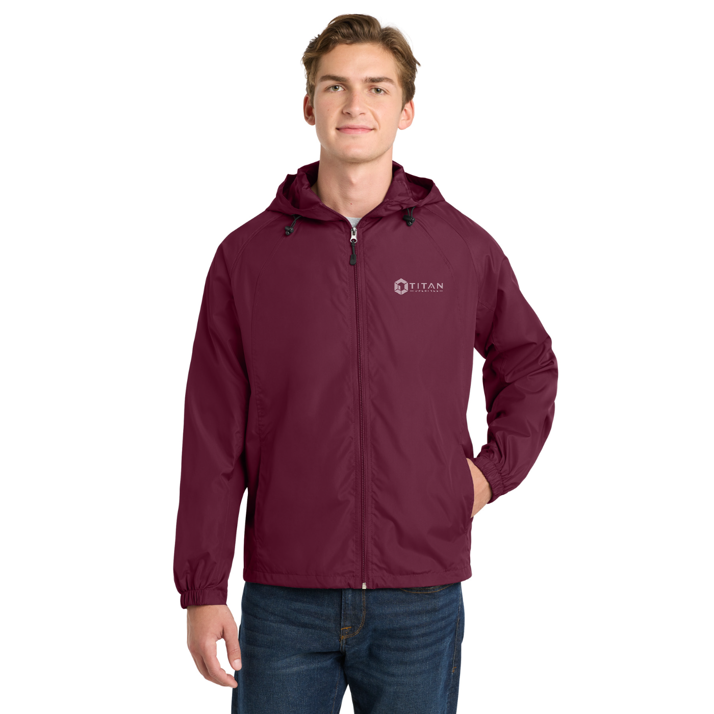 Sport-Tek Hooded Raglan Jacket — model