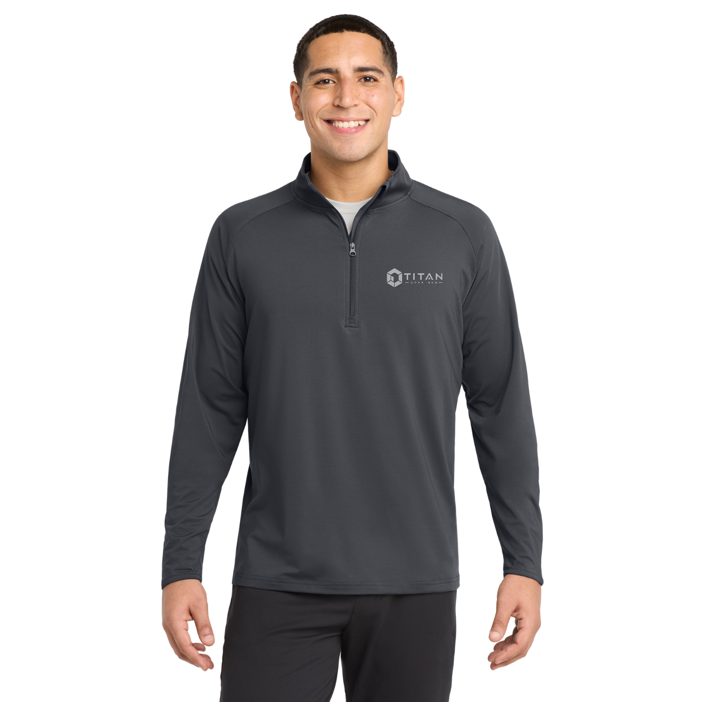 Sport-Tek Tall Sport-Wick Stretch 1/4-Zip Pullover - Titan — model