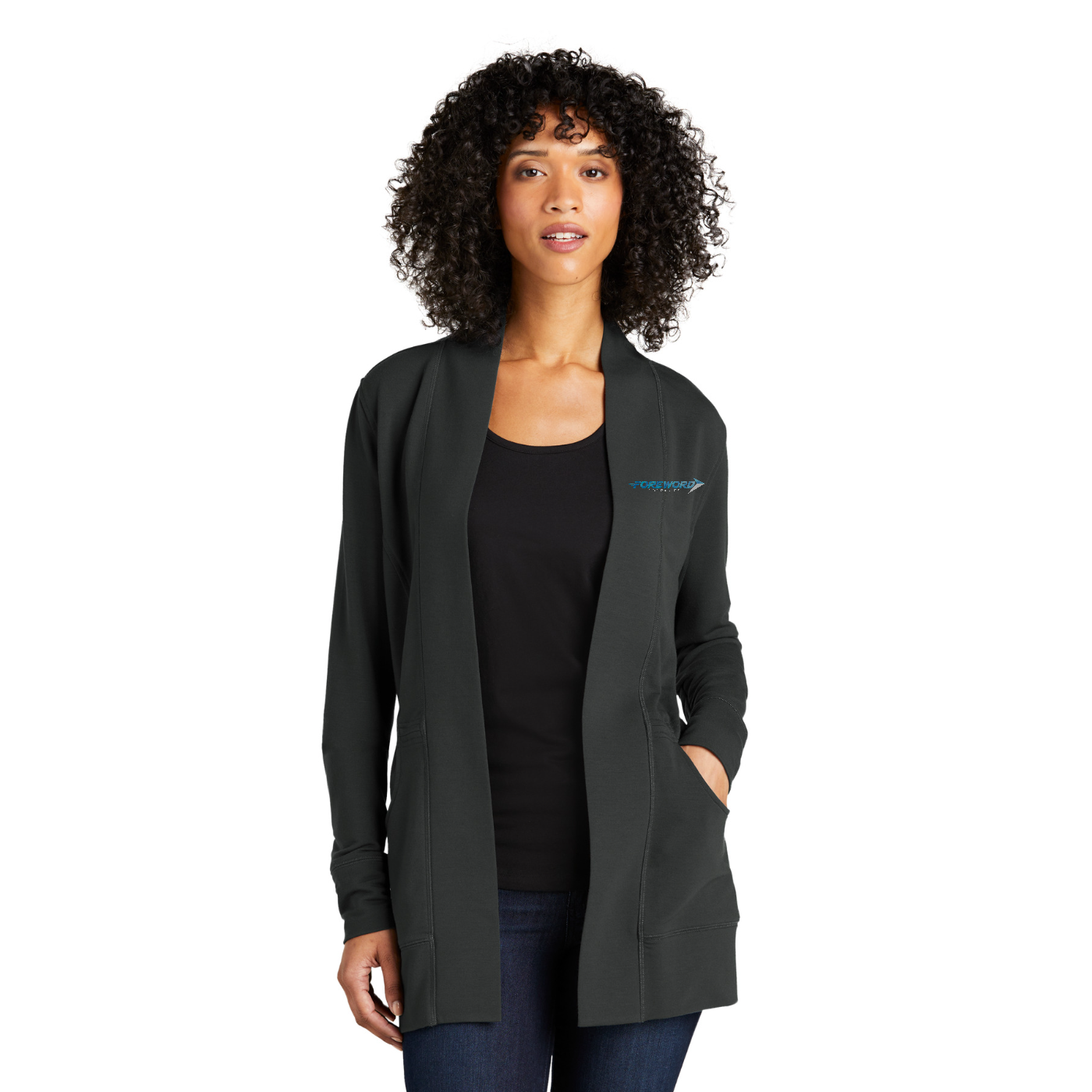 Port Authority Women's Microterry Cardigan — model