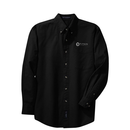 Port Authority Tall Long Sleeve Twill Shirt - Titan — Black