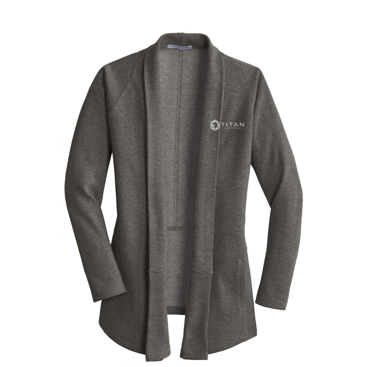Port Authority Women's Interlock Cardigan - Titan — Charcoal Heather/ Medium Heather Grey