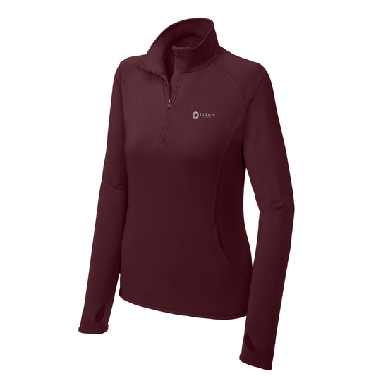 Sport-Tek Women's Sport-Wick Stretch 1/4-Zip Pullover — Maroon