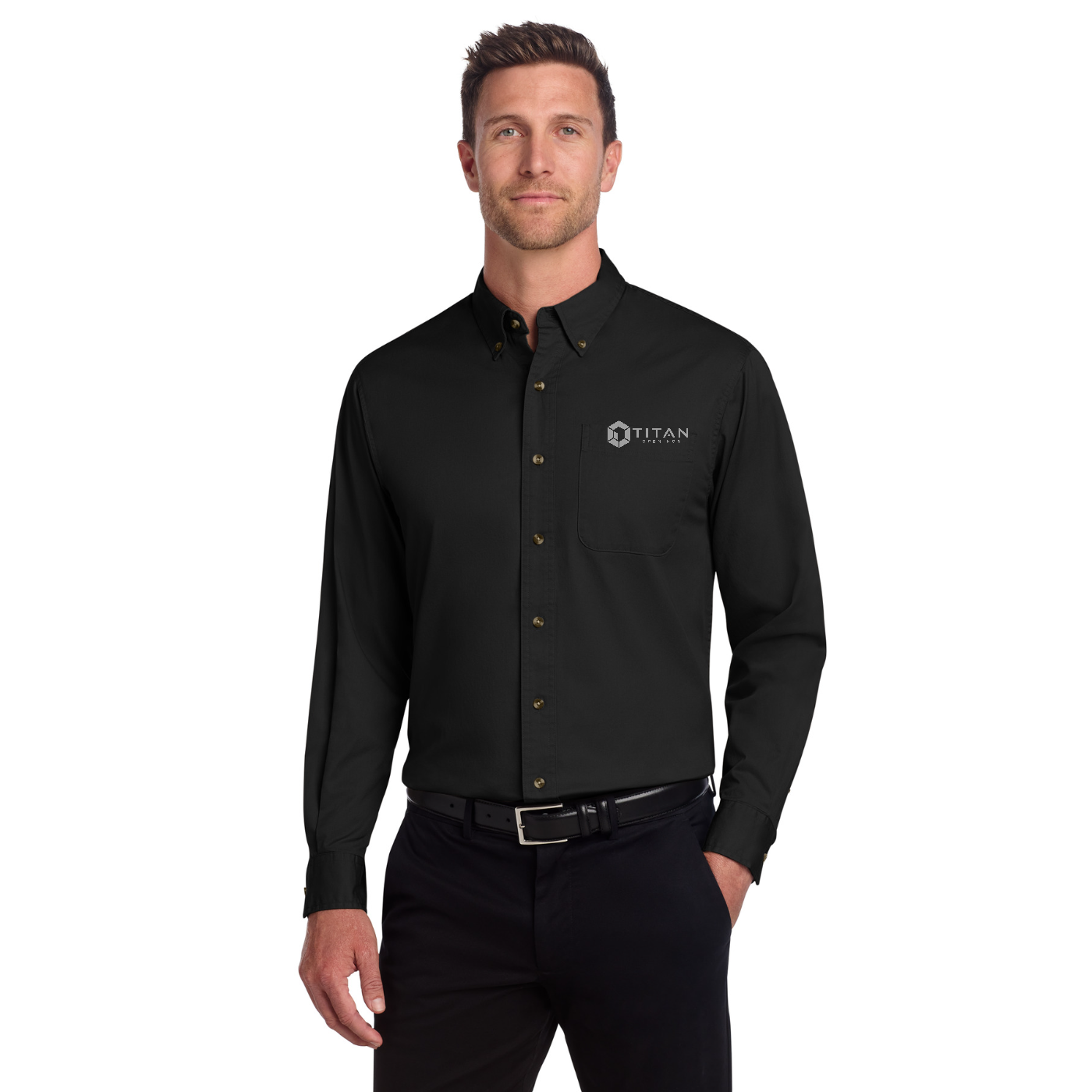 Port Authority Tall Long Sleeve Twill Shirt - Titan — model