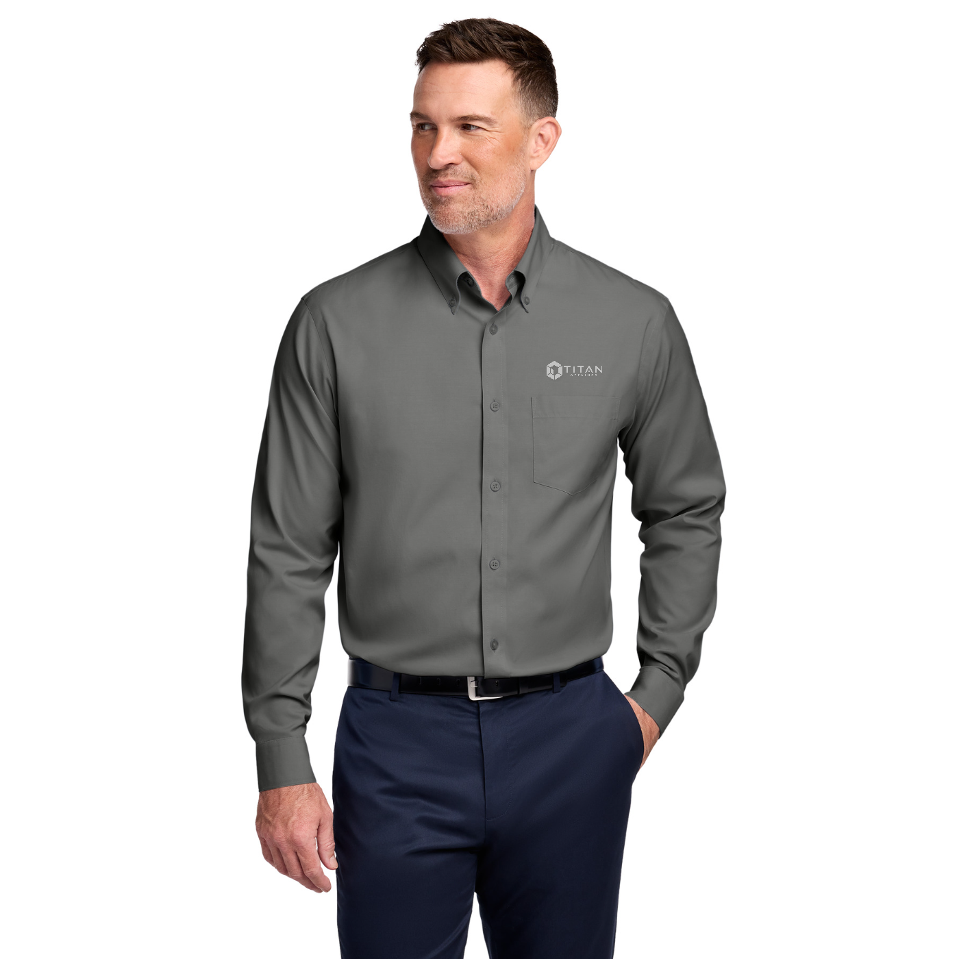 Brooks Brothers Wrinkle-Free Stretch Pinpoint Shirt — model