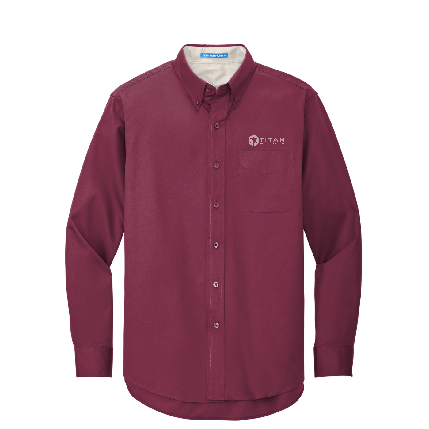 Port Authority Tall Long Sleeve Easy Care Shirt — Burgundy/ Light Stone