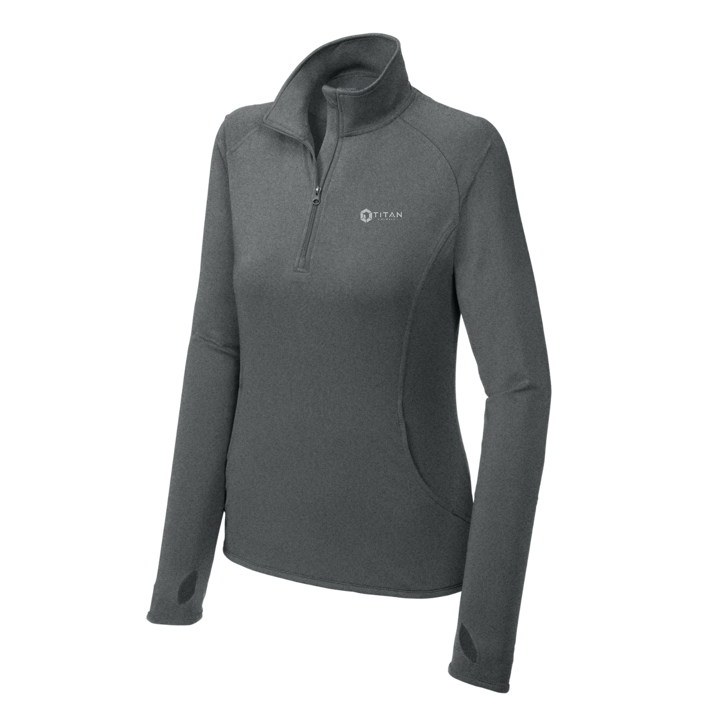 Sport-Tek Women's Sport-Wick Stretch 1/4-Zip Pullover — Charcoal Grey Heather