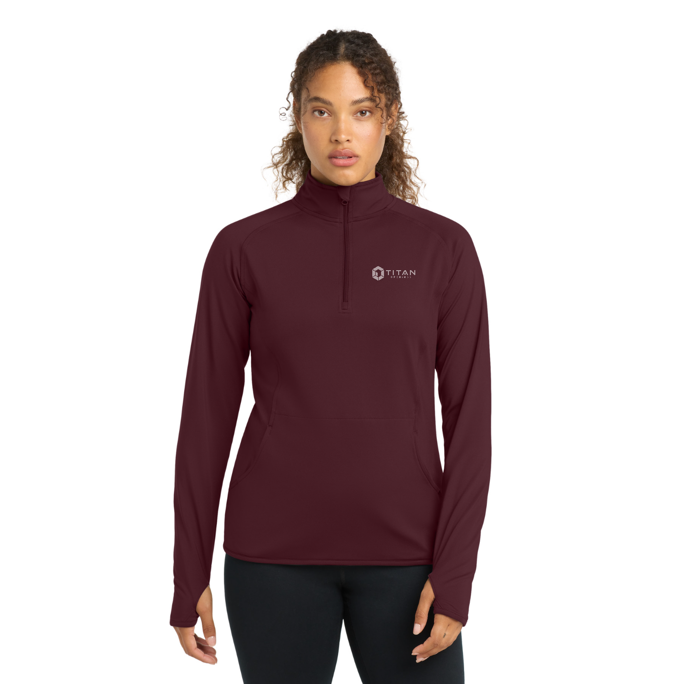 Sport-Tek Women's Sport-Wick Stretch 1/4-Zip Pullover — model