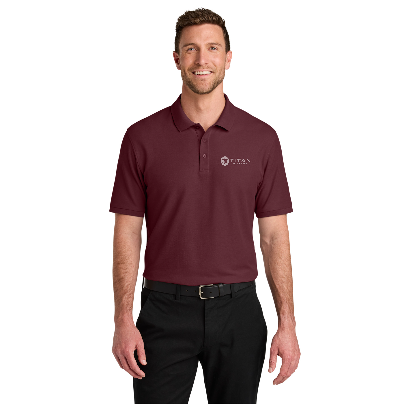 Port Authority Tall Wearever Signature Pique Polo - Titan — model