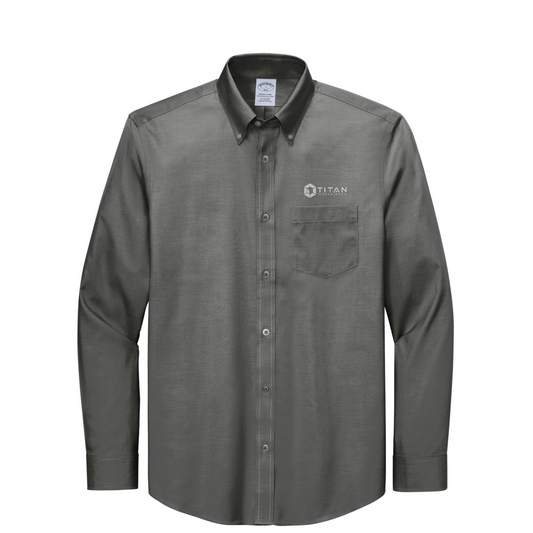 Brooks Brothers Wrinkle-Free Stretch Pinpoint Shirt — Deep Black