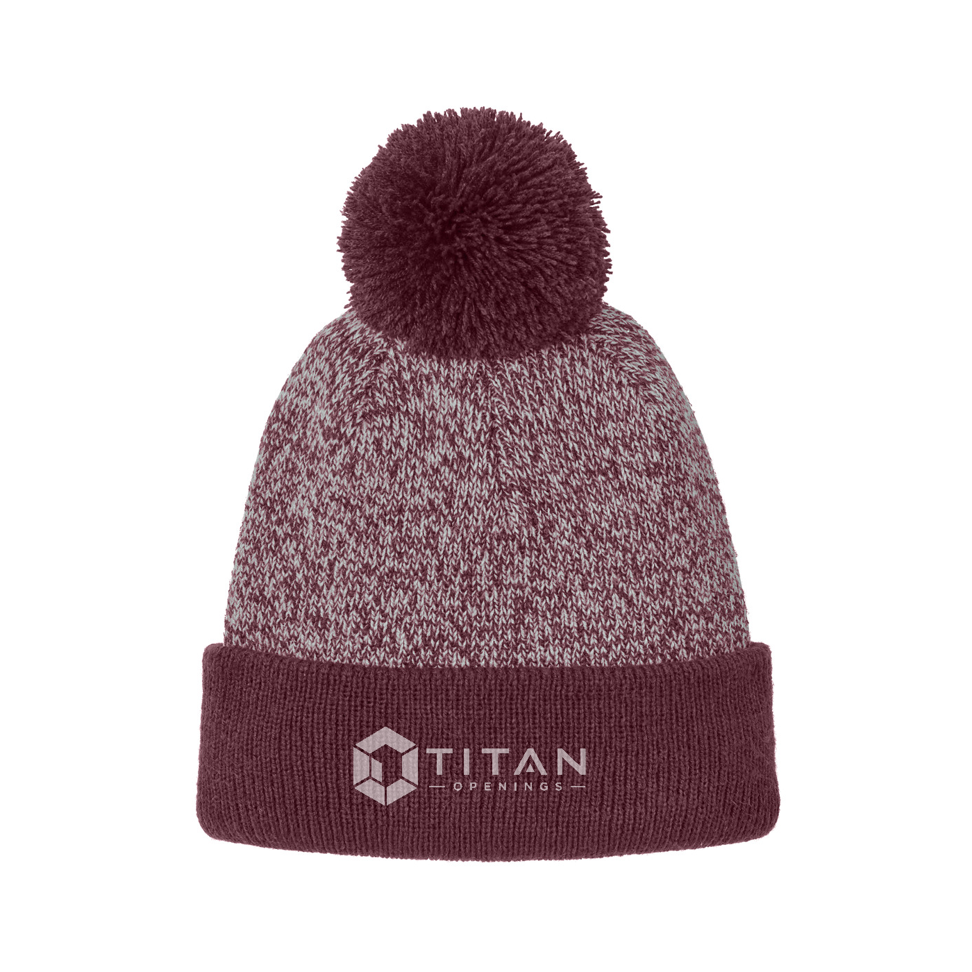 Sport-Tek Halftime Heather Pom Beanie - Titan — Maroon/ Silver