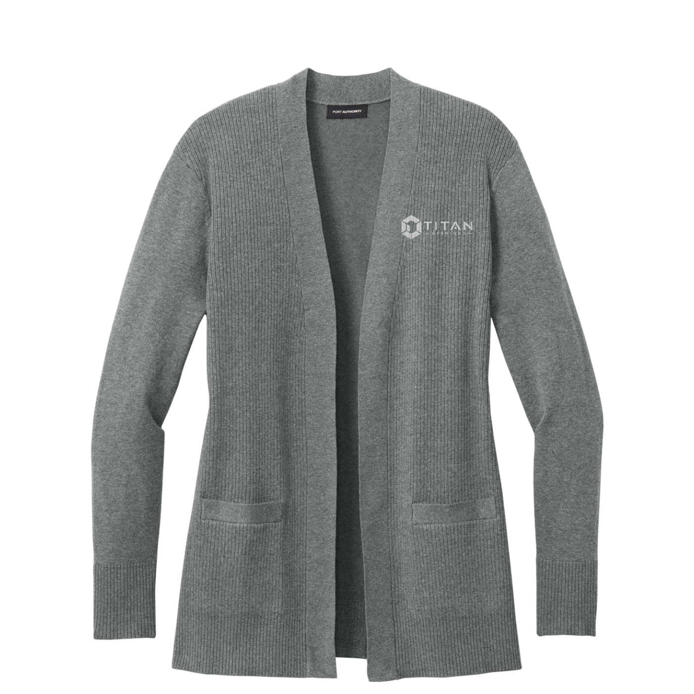 Port Authority Women's Easy Care Open-Front Cardigan Sweater - Titan — Medium Heather Grey
