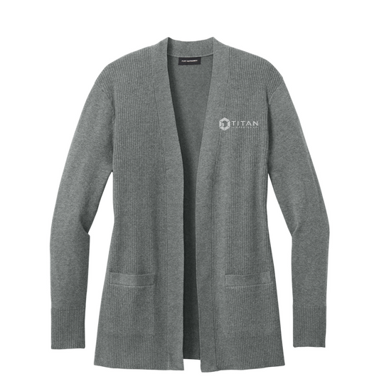 Port Authority Women's Easy Care Open-Front Cardigan Sweater - Titan — Medium Heather Grey