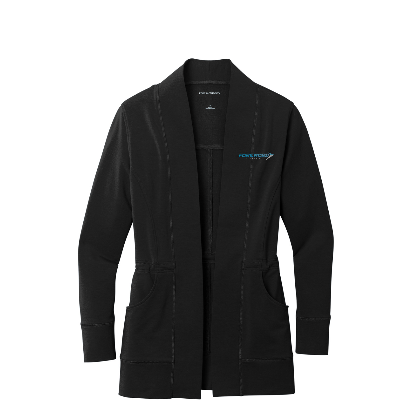 Port Authority Women's Microterry Cardigan — Deep Black